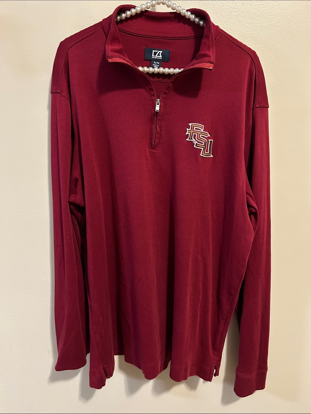 Cutter & Buck Florida State Seminoles 1/4 Zip Pullover Mens XL FSU Pima Cotton